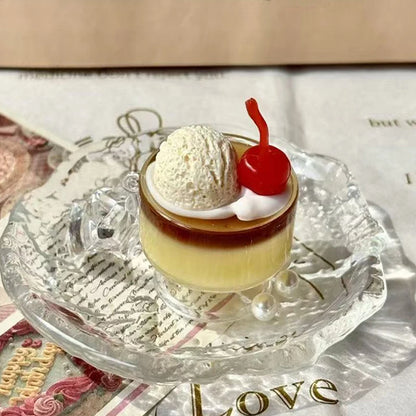 Cherry Pudding Keychain | Cute Caramel Cold Drink Snack Pendant Bag Accessory