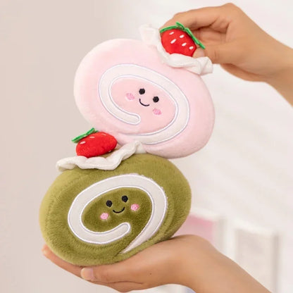 Stuffed Strawberry Swiss Roll Plush Toy | Cute Cream Snack Cake Plushie for Kids & Party Decor