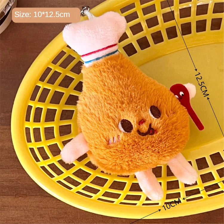 French Fries & Hamburger Plush Keychain | Cute Couple Backpack Hanging Food Decoration & Car Charm