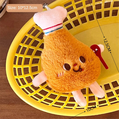 French Fries & Hamburger Plush Keychain | Cute Couple Backpack Hanging Food Decoration & Car Charm