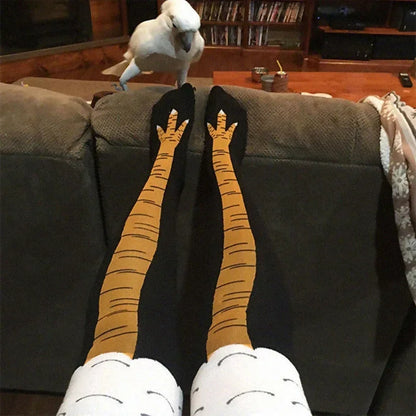 Men's Funny 3D Chicken Print Thigh High Socks | Cartoon Cosplay Cotton Fashion Socks