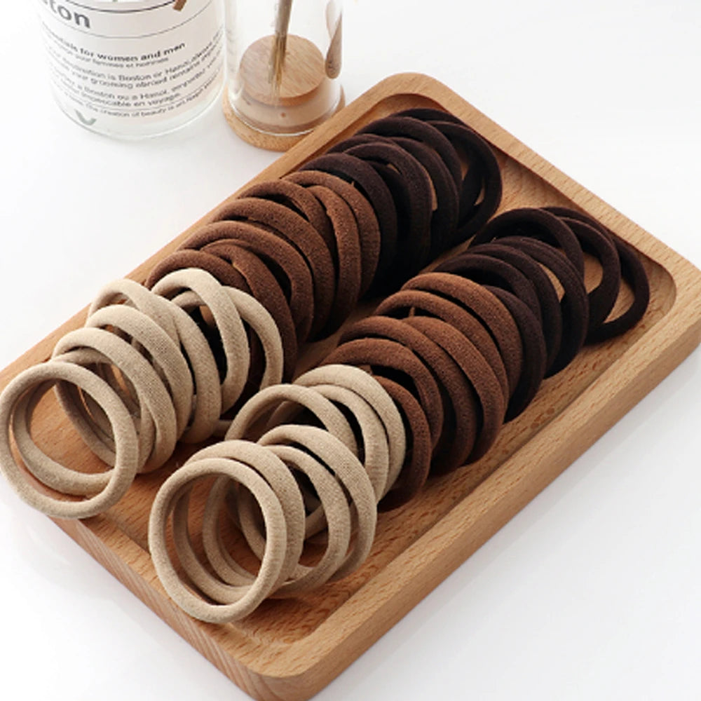 Women's Black & White Hair Bands | 50/100pcs High-Elasticity Rubber Band Hair Ties