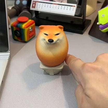 Dog & Egg Shiba Inu Desk Figurine | Creative Realistic Egg-Shaped Home Office Decor & Christmas Gift