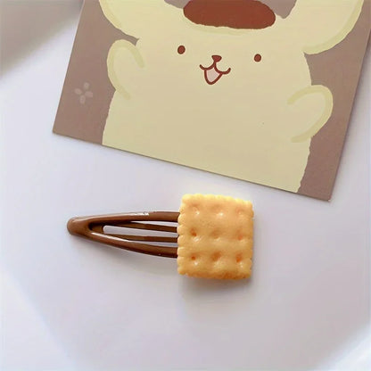 Women's & Girls' Biscuit Theme Hair Clips | 8pcs Adorable Simulation Cookie Hairpins Set