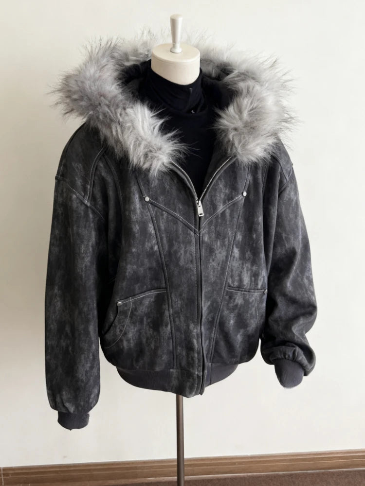 Harajuku Safari Hooded Jacket – Y2K Streetwear Zip-Up Coat