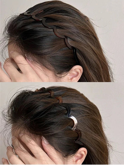 Women's Korean Hair Comb Headband | Plastic U-Shape Non-Slip Fluffy Top Hair Hoop Accessory