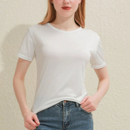 Women's Solid Cotton V-Neck T-Shirt | Short Sleeve Slim Casual Tee in White & Black