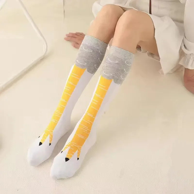 Men's Funny 3D Chicken Print Thigh High Socks | Cartoon Cosplay Cotton Fashion Socks