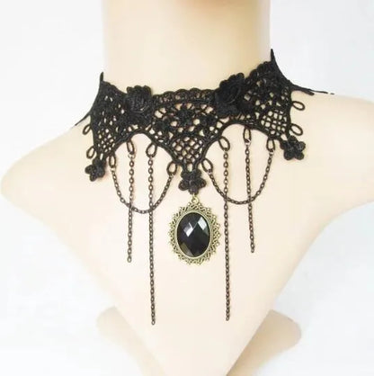 Women's Neo-Gothic Lace Choker Necklace