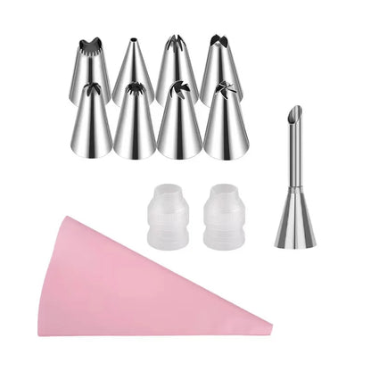 Silicone Piping Bags & Tips Set – Reusable Pastry Decorating Kit with Stainless Steel Nozzles