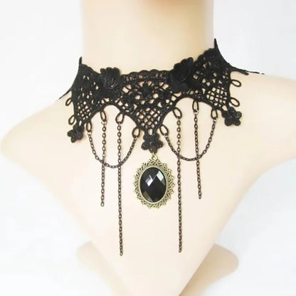 Women's Neo-Gothic Lace Choker Necklace