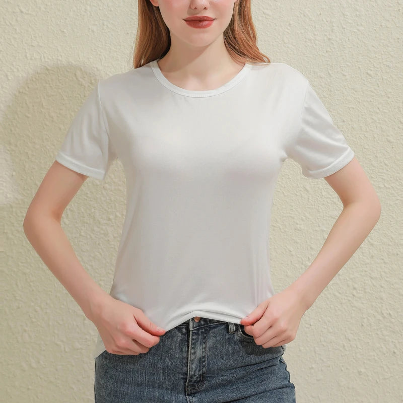 Women's Solid Cotton V-Neck T-Shirt | Short Sleeve Slim Casual Tee in White & Black