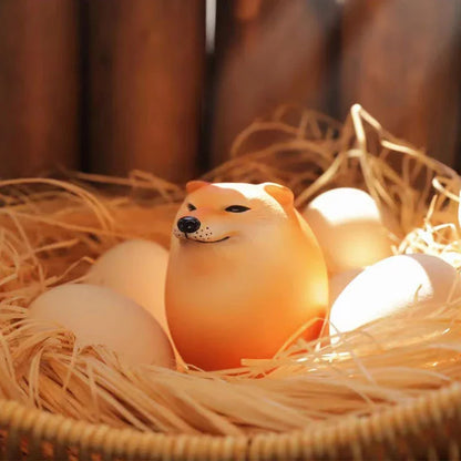 Dog & Egg Shiba Inu Desk Figurine | Creative Realistic Egg-Shaped Home Office Decor & Christmas Gift
