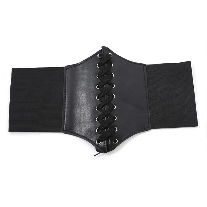 Women's Punk Corset Wide Belt | PU Leather Elastic High Waist Slimming Cummerbund