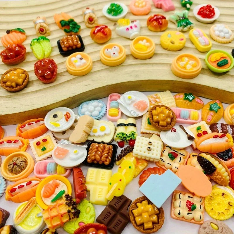 Miniature Food Resin Toys | Mixed Dollhouse Kitchen Pretend Play Set for Creative Kids