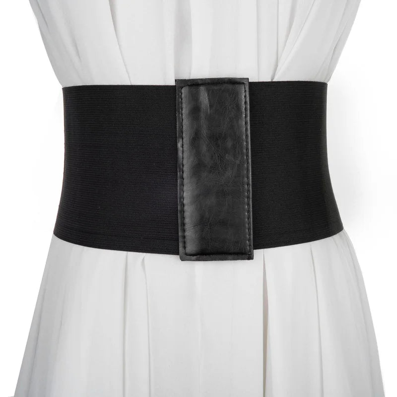 Women's Punk Corset Wide Belt | PU Leather Elastic High Waist Slimming Cummerbund