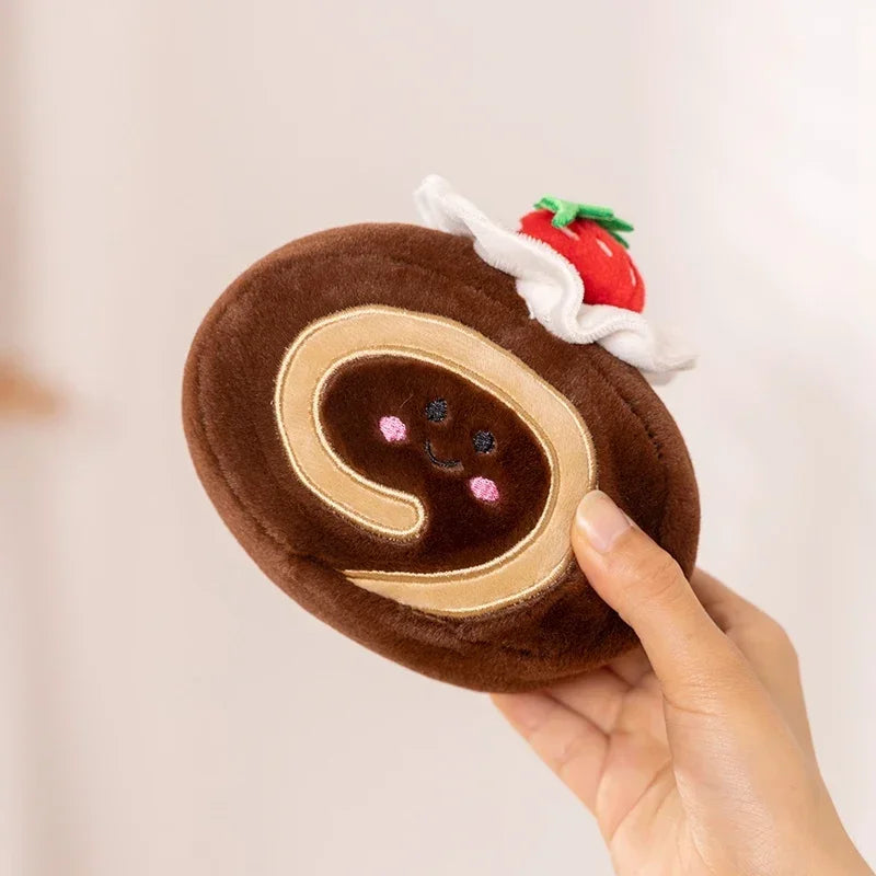 Stuffed Strawberry Swiss Roll Plush Toy | Cute Cream Snack Cake Plushie for Kids & Party Decor