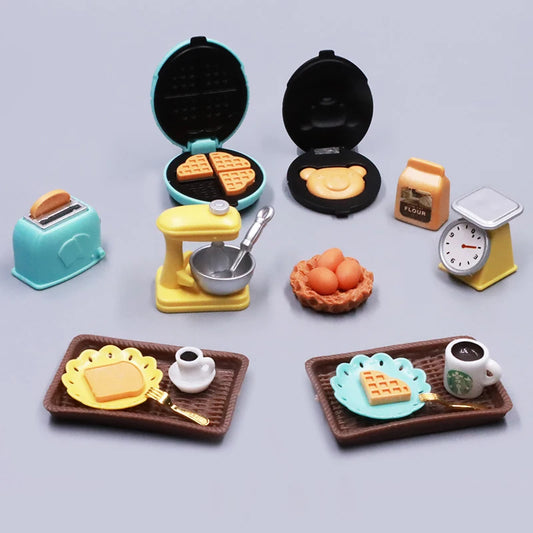 DIY Dollhouse Bear Biscuits Kitchen Set | 1/12 Miniature Toaster, Mixer & Scale Toy for Girls