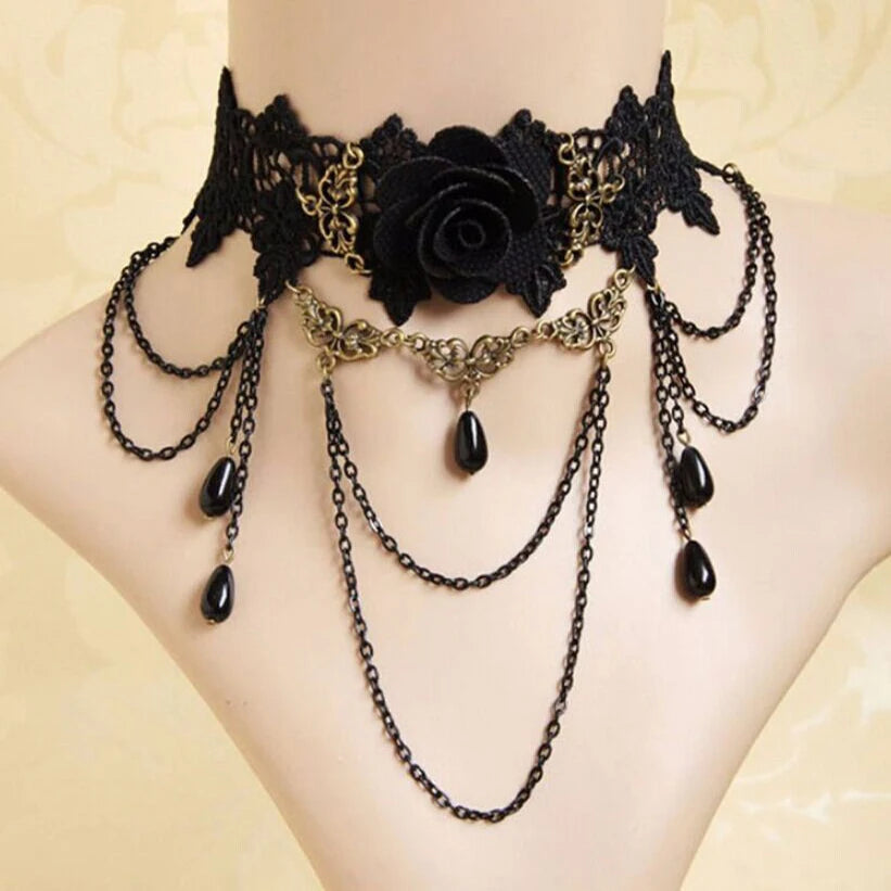 Women's Neo-Gothic Lace Choker Necklace