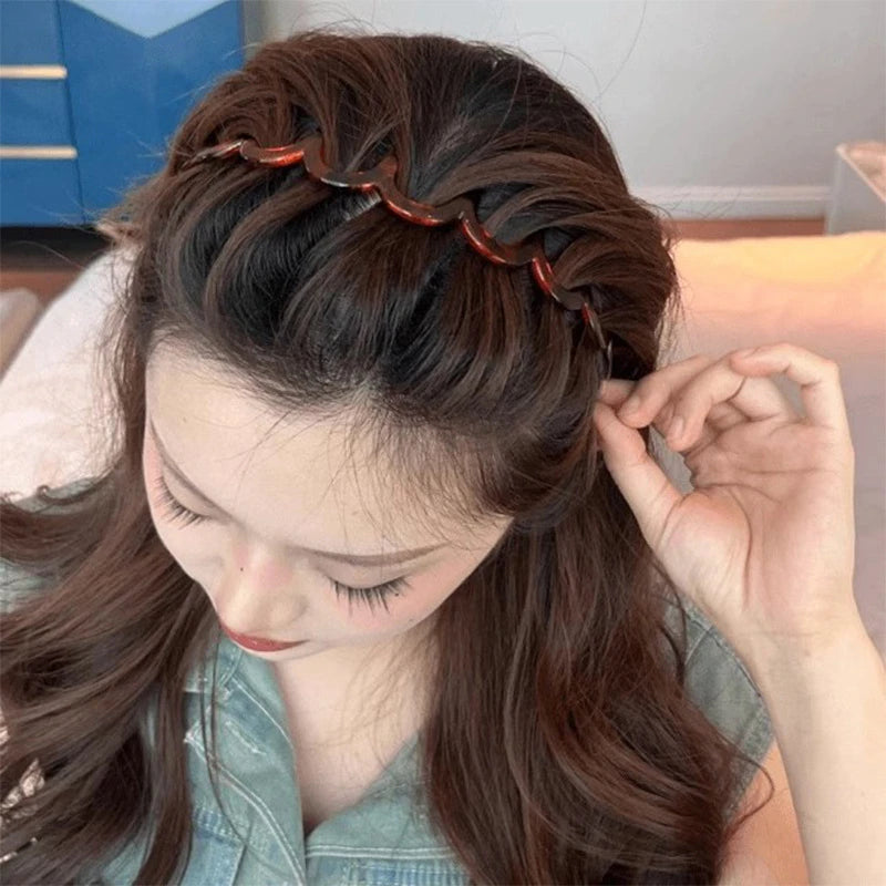 Women's Korean Hair Comb Headband | Plastic U-Shape Non-Slip Fluffy Top Hair Hoop Accessory