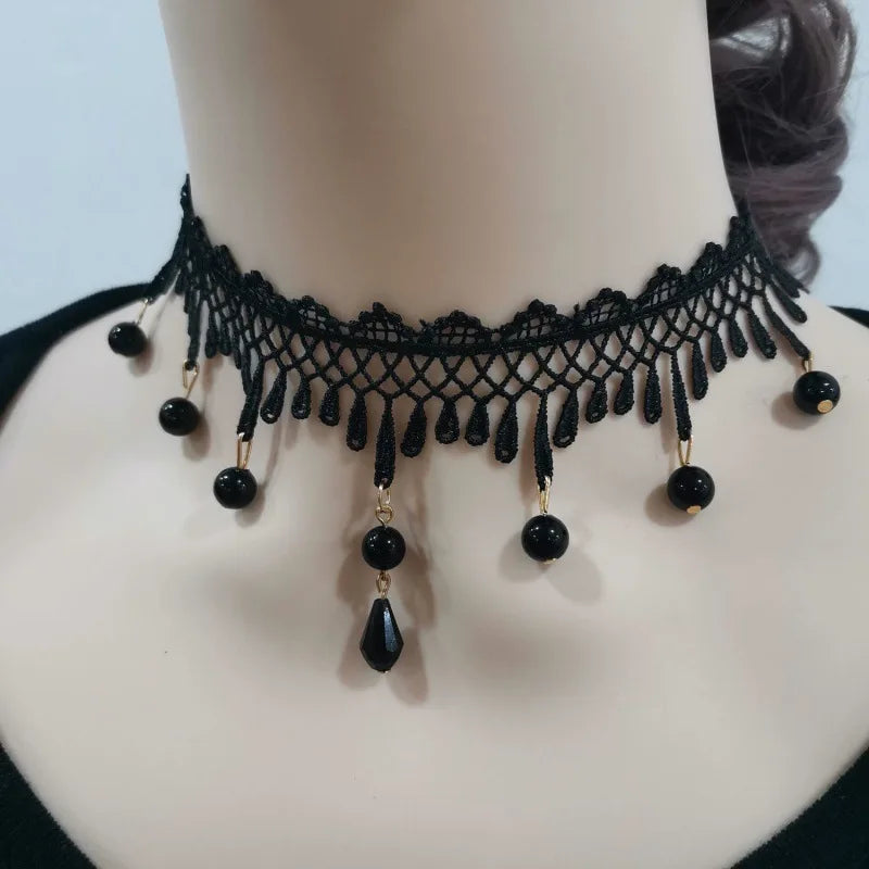 Women's Neo-Gothic Lace Choker Necklace