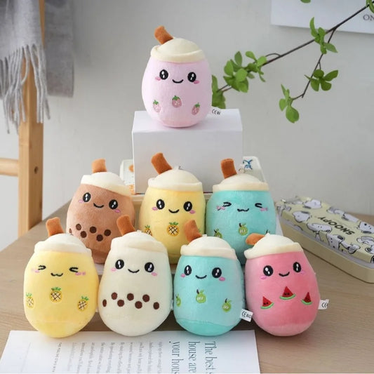 Bubble Tea Boba Plush Toy | Soft Stuffed Milk Cup Plushie Pillow & Keychain Pendant for Kids