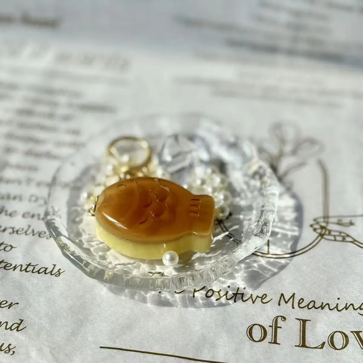 Cherry Pudding Keychain | Cute Caramel Cold Drink Snack Pendant Bag Accessory