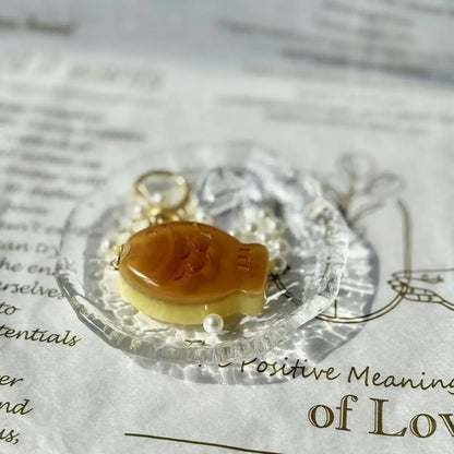 Cherry Pudding Keychain | Cute Caramel Cold Drink Snack Pendant Bag Accessory