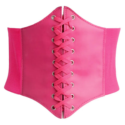 Women's Punk Corset Wide Belt | PU Leather Elastic High Waist Slimming Cummerbund