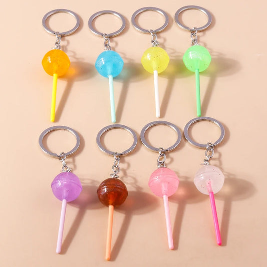 3D Simulation Food Keychain – Cute Resin Lollipop, Donut & Snack Key Ring Charms