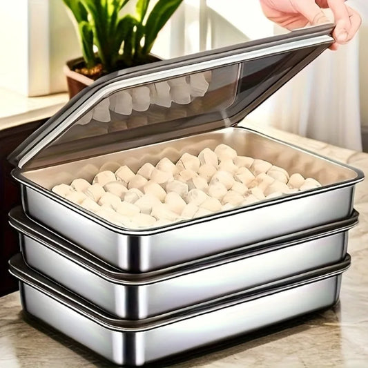 Pro Stainless Steel Baking Trays with Lids | 3pcs Non-Stick Roasting Pans for Home & Restaurant