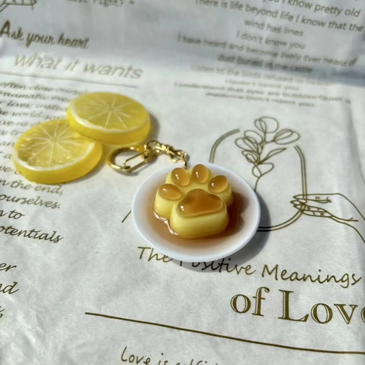 Cherry Pudding Keychain | Cute Caramel Cold Drink Snack Pendant Bag Accessory