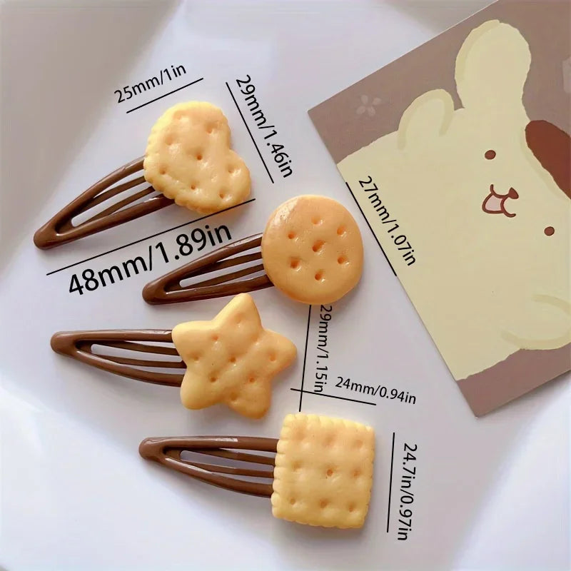 Women's & Girls' Biscuit Theme Hair Clips | 8pcs Adorable Simulation Cookie Hairpins Set