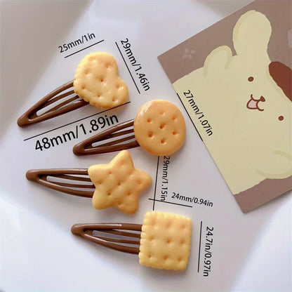 Women's & Girls' Biscuit Theme Hair Clips | 8pcs Adorable Simulation Cookie Hairpins Set
