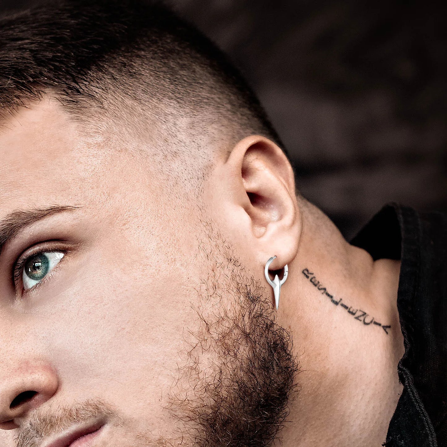 Men's Punk HipHop Hoop Earrings | Silver Color Metal Hoops Piercing Ear Jewelry