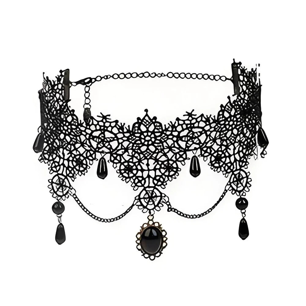 Women's Neo-Gothic Lace Choker Necklace