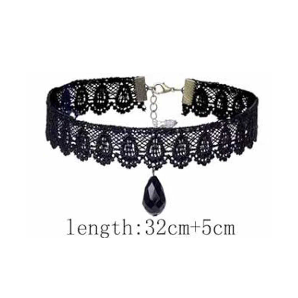 Women's Neo-Gothic Lace Choker Necklace