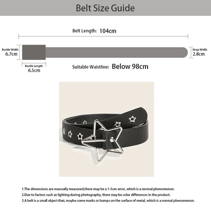 Y2K Punk Star Eyelet Belt – Goth PU Leather Rivet Belt