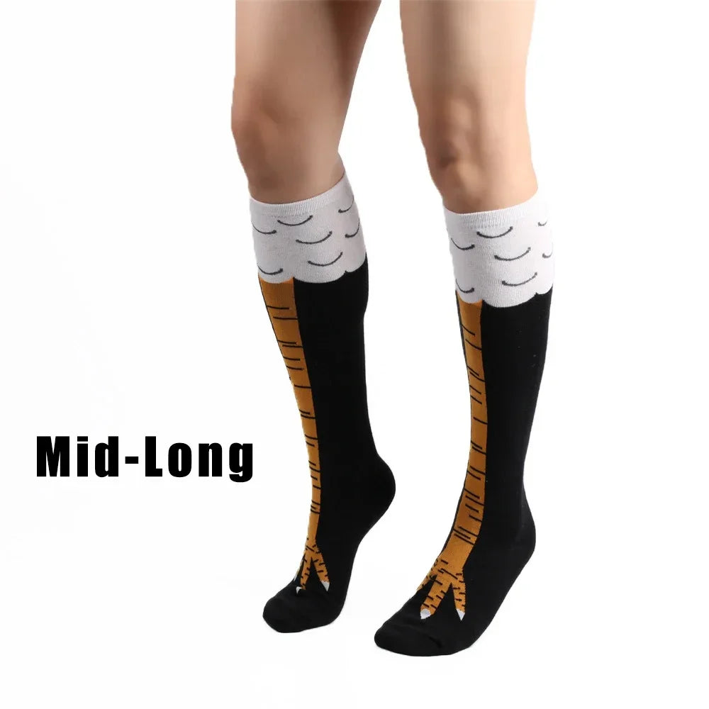 Men's Funny 3D Chicken Print Thigh High Socks | Cartoon Cosplay Cotton Fashion Socks