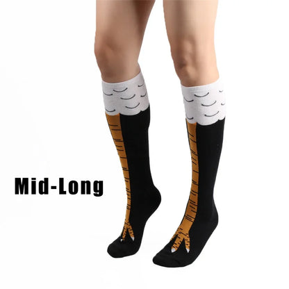 Men's Funny 3D Chicken Print Thigh High Socks | Cartoon Cosplay Cotton Fashion Socks