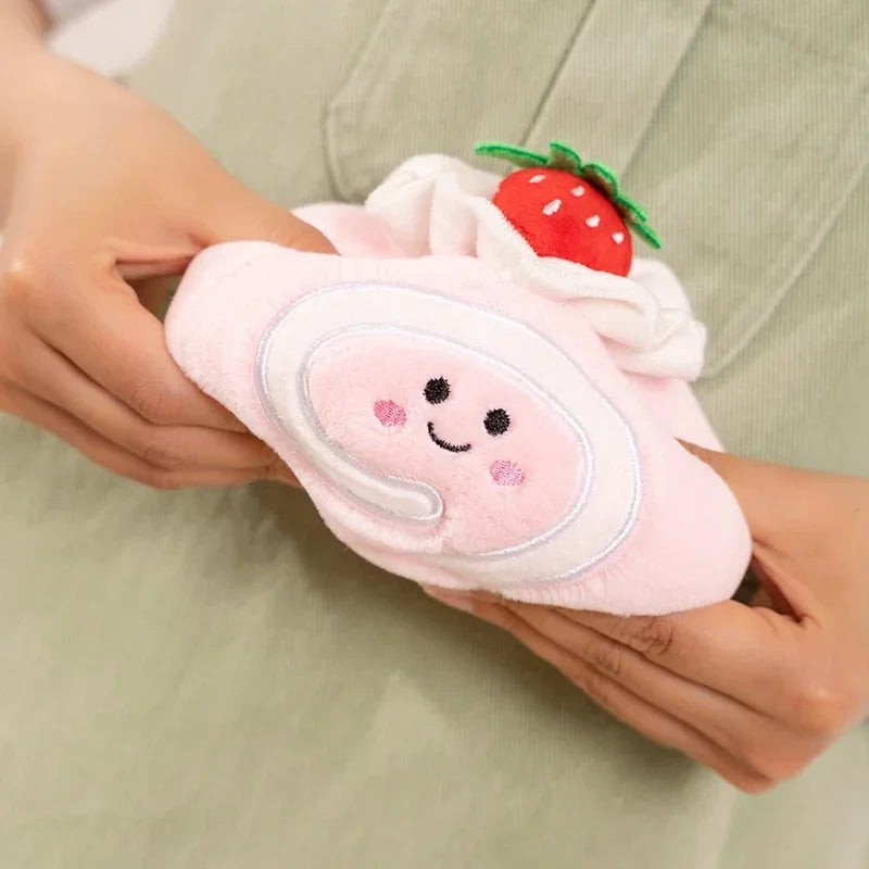 Stuffed Strawberry Swiss Roll Plush Toy | Cute Cream Snack Cake Plushie for Kids & Party Decor