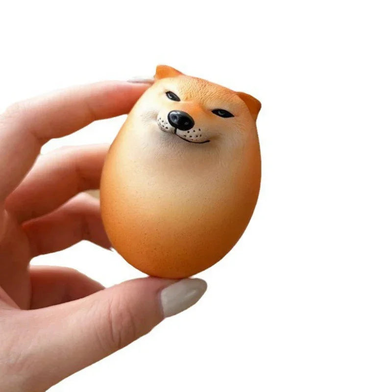 Dog & Egg Shiba Inu Desk Figurine | Creative Realistic Egg-Shaped Home Office Decor & Christmas Gift