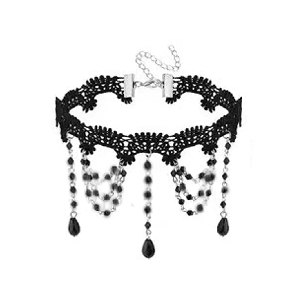 Women's Neo-Gothic Lace Choker Necklace