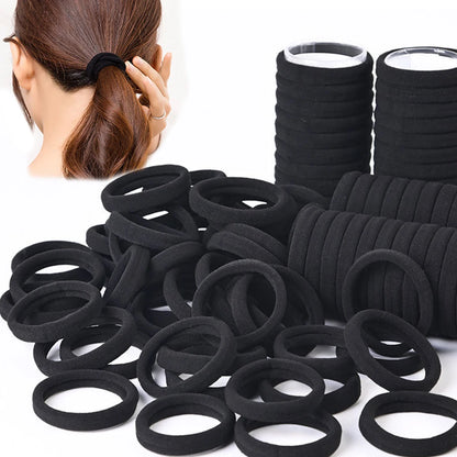 Women's Black & White Hair Bands | 50/100pcs High-Elasticity Rubber Band Hair Ties