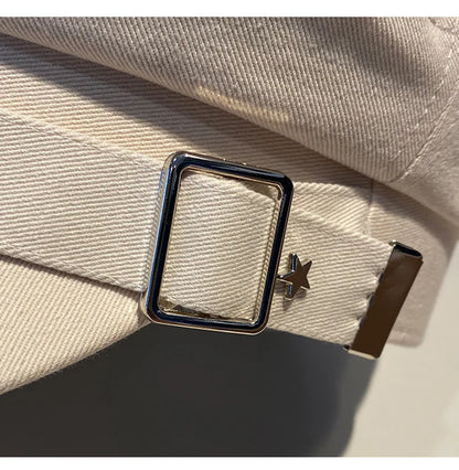 Women's Black Star Beret | British Retro Military Style Korean Fashion Cap for Spring, Autumn & Winter