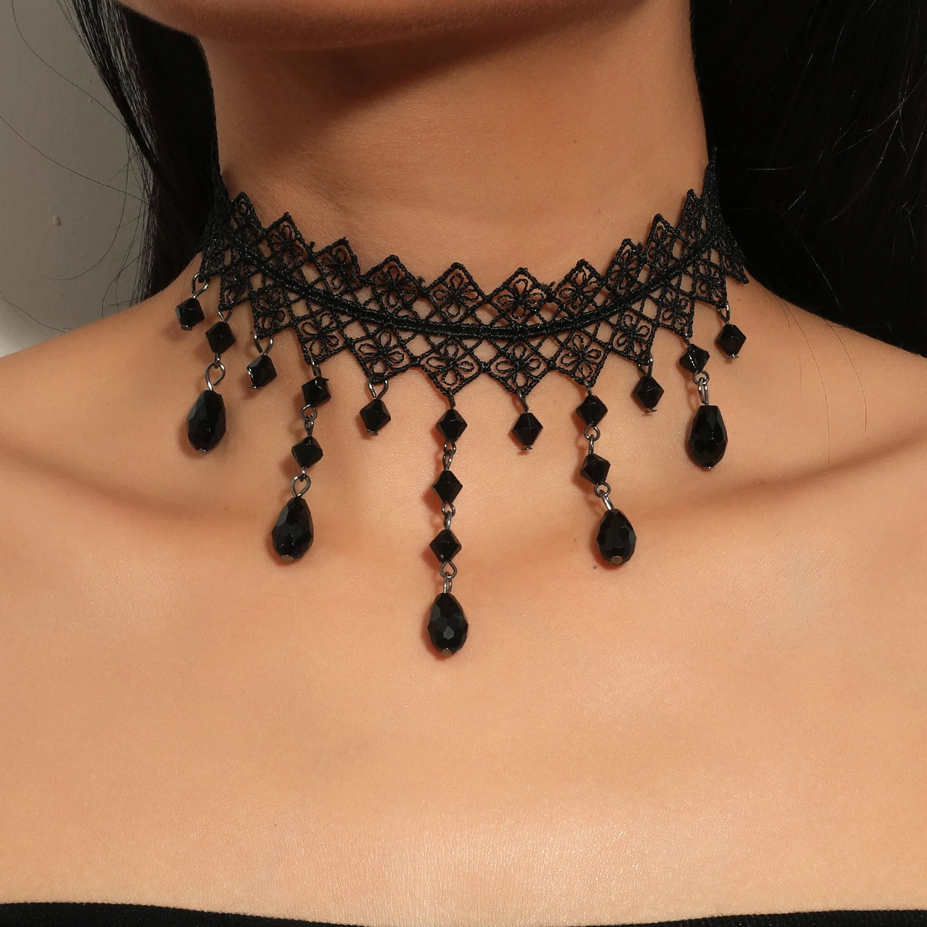 Women's Neo-Gothic Lace Choker Necklace