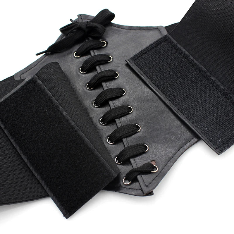 Women's Punk Corset Wide Belt | PU Leather Elastic High Waist Slimming Cummerbund