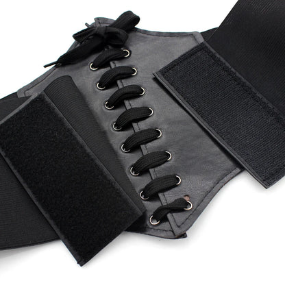 Women's Punk Corset Wide Belt | PU Leather Elastic High Waist Slimming Cummerbund