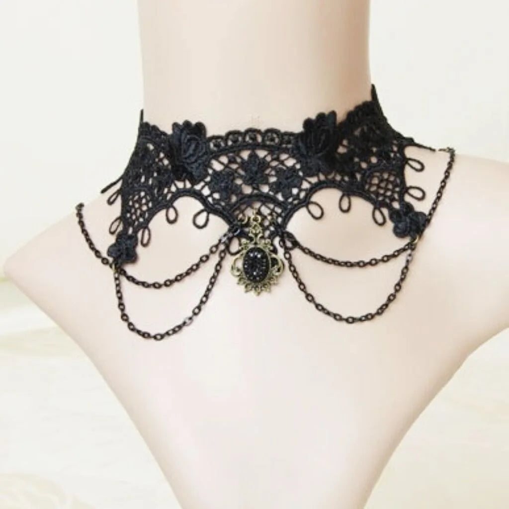 Women's Neo-Gothic Lace Choker Necklace