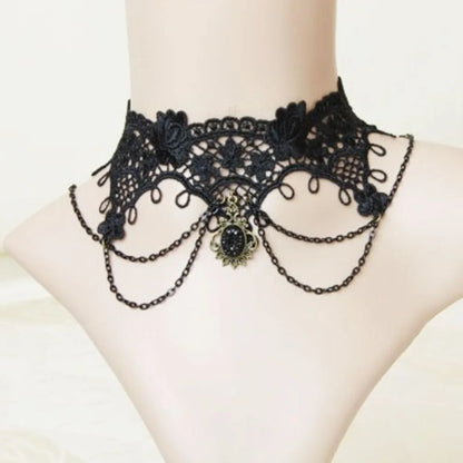 Women's Neo-Gothic Lace Choker Necklace
